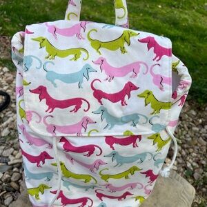 Women's Dachshund Print Canvas Backpack - Multicolor